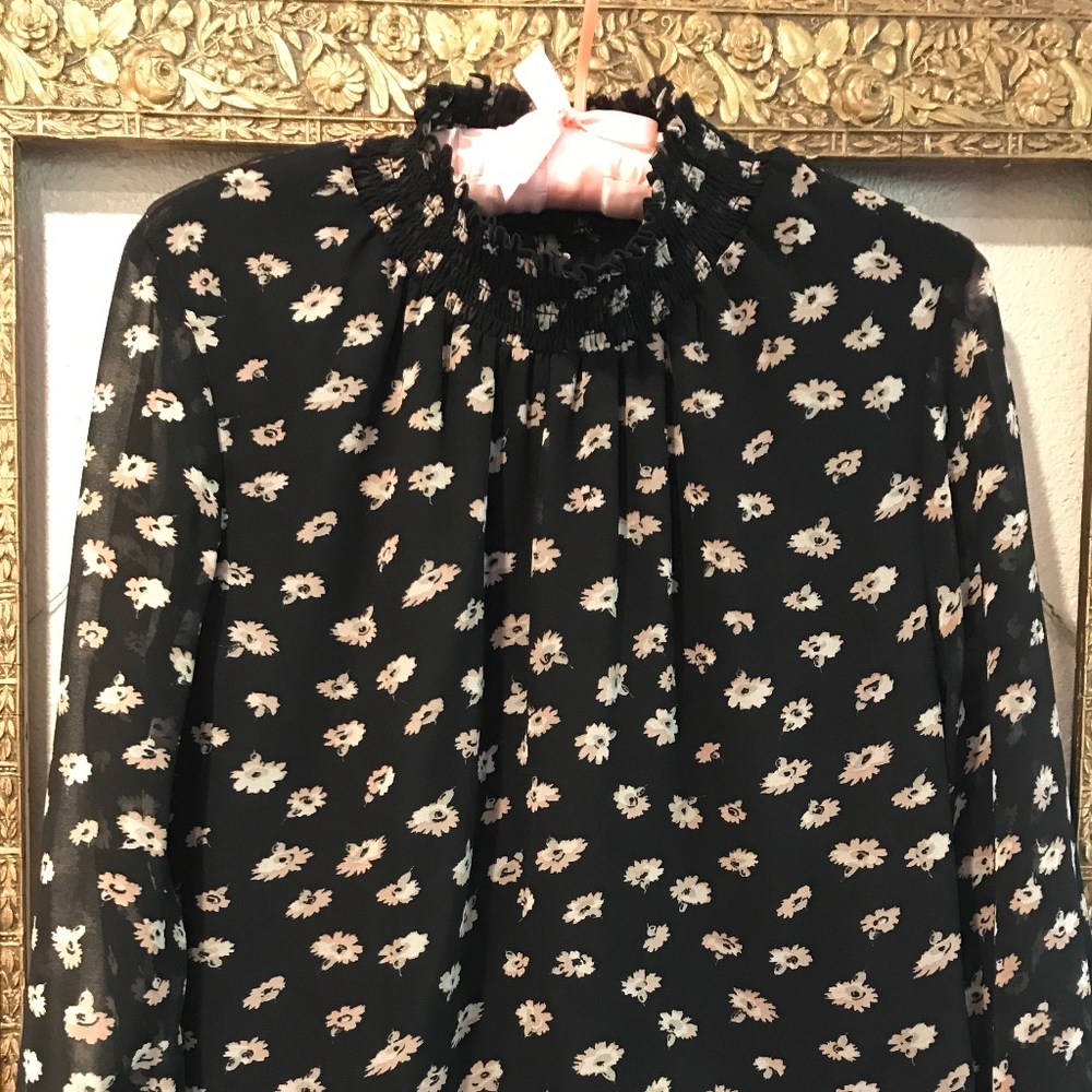Black Floral Madewell Dress Long Sleeve Dress